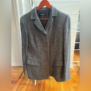 Emanuel Ungaro Charcoal Tweed Single-Breasted Blazer